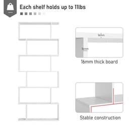 image-Particle Board 6-Tier Asymmetrical Shelving Unit White