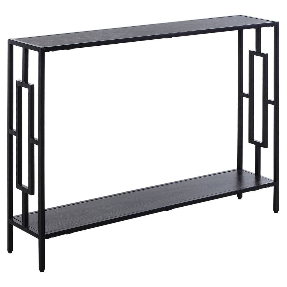 image-Console Table 2 Shelves MDF Steel Frame in Art Deco Square Style 76x106cm