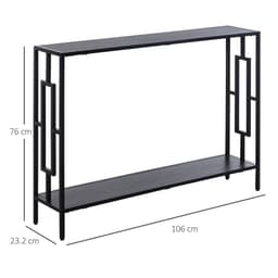 image-Console Table 2 Shelves MDF Steel Frame in Art Deco Square Style 76x106cm