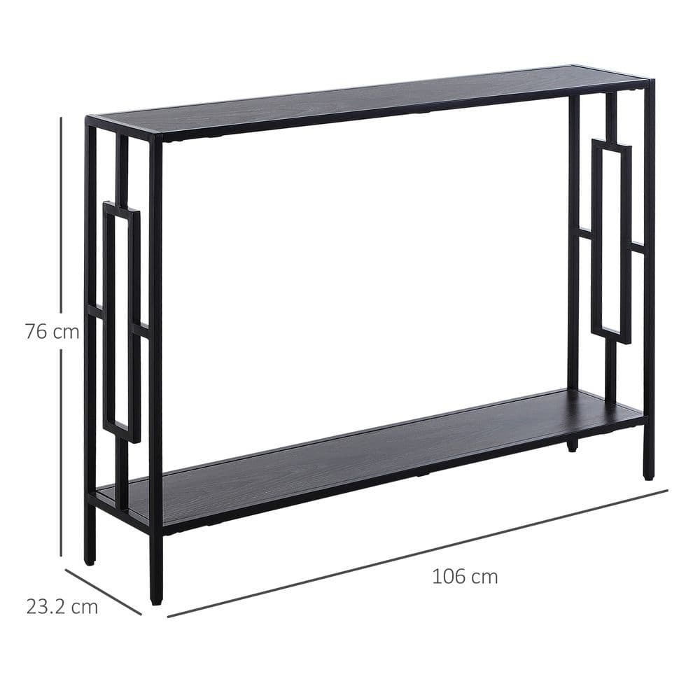 image-Console Table 2 Shelves MDF Steel Frame in Art Deco Square Style 76x106cm
