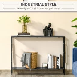 image-Console Table 2 Shelves MDF Steel Frame in Art Deco Square Style 76x106cm