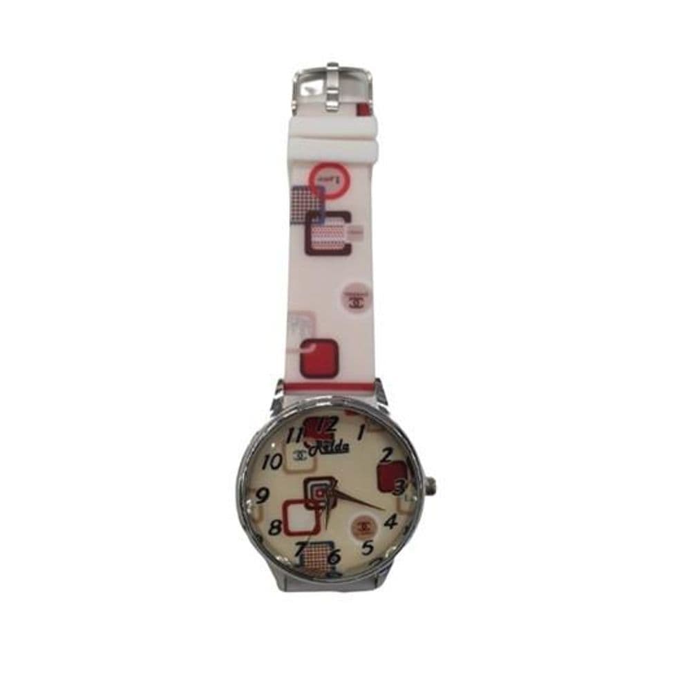 image-Relda Ladies Analogue Red Square Pink Silicone Strap Watch REL101