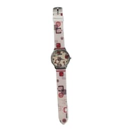 image-Relda Ladies Analogue Red Square Pink Silicone Strap Watch REL101