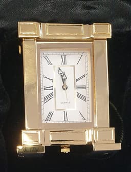 image-Miniture Clock Rectangle Gold Polished Solid Brass IMP38