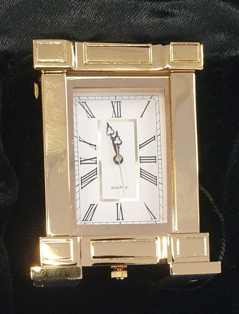 image-Miniture Clock Rectangle Gold Polished Solid Brass IMP38