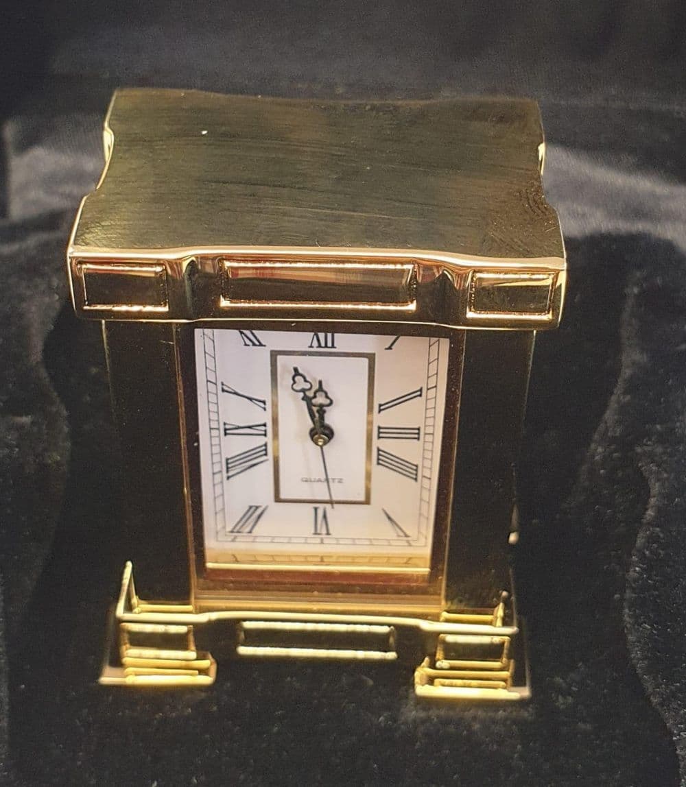 image-Miniture Clock Rectangle Gold Polished Solid Brass IMP38