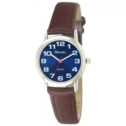 image-Ravel Women's Classic Blue Dial Brown Strap Watch R0105.49.2