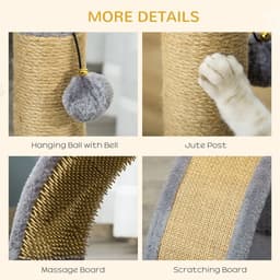 image-Cat Tree Climbing Activity Center with Scratching Massage Board Hanging Ball