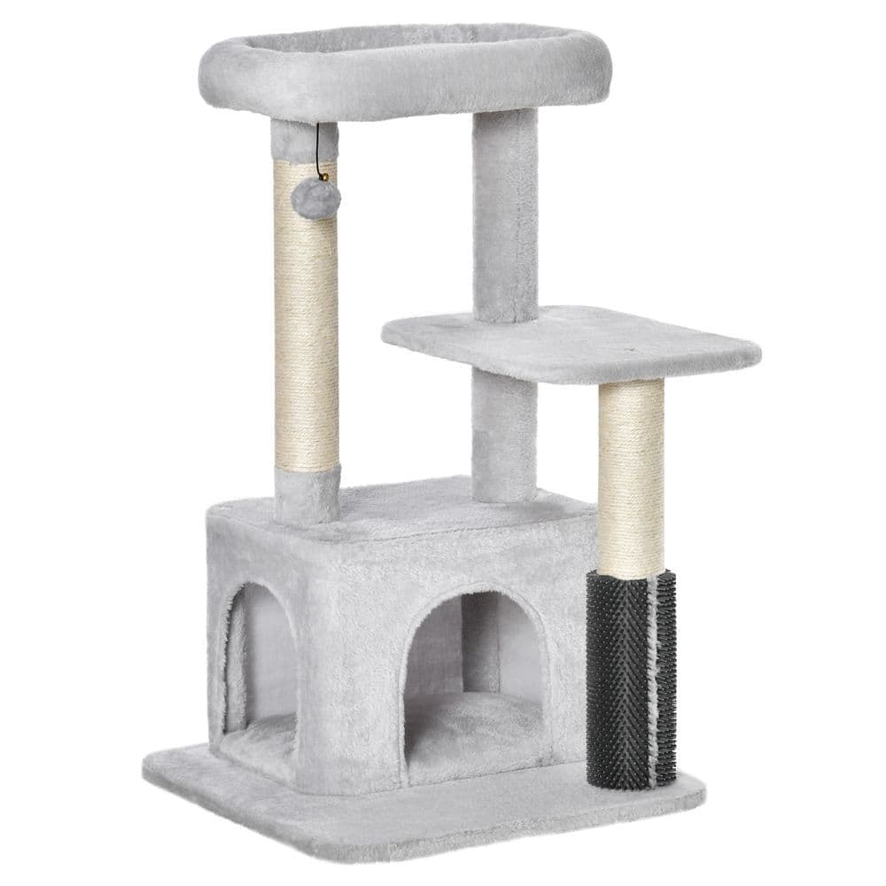 image-Cat Tree Climbing Activity Center with Scratching Massage Toy Hanging Ball