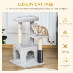 image-Cat Tree Climbing Activity Center with Scratching Massage Toy Hanging Ball