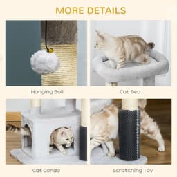 image-Cat Tree Climbing Activity Center with Scratching Massage Toy Hanging Ball