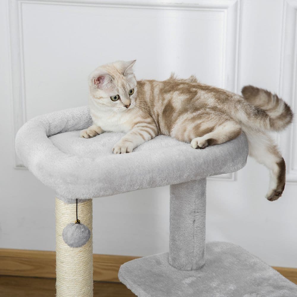 image-Cat Tree Climbing Activity Center with Scratching Massage Toy Hanging Ball