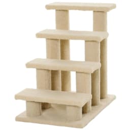 image-Pet Ramp Stairs 4 Steps Cat Tree Ladder Safety Steps Climbing Frame Brown