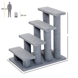 image-Pet Ramp Stairs 4 Steps Cat Tree Ladder Safety Steps Climbing Frame Grey