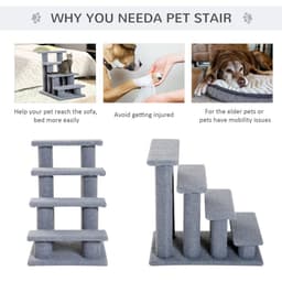 image-Pet Ramp Stairs 4 Steps Cat Tree Ladder Safety Steps Climbing Frame Grey