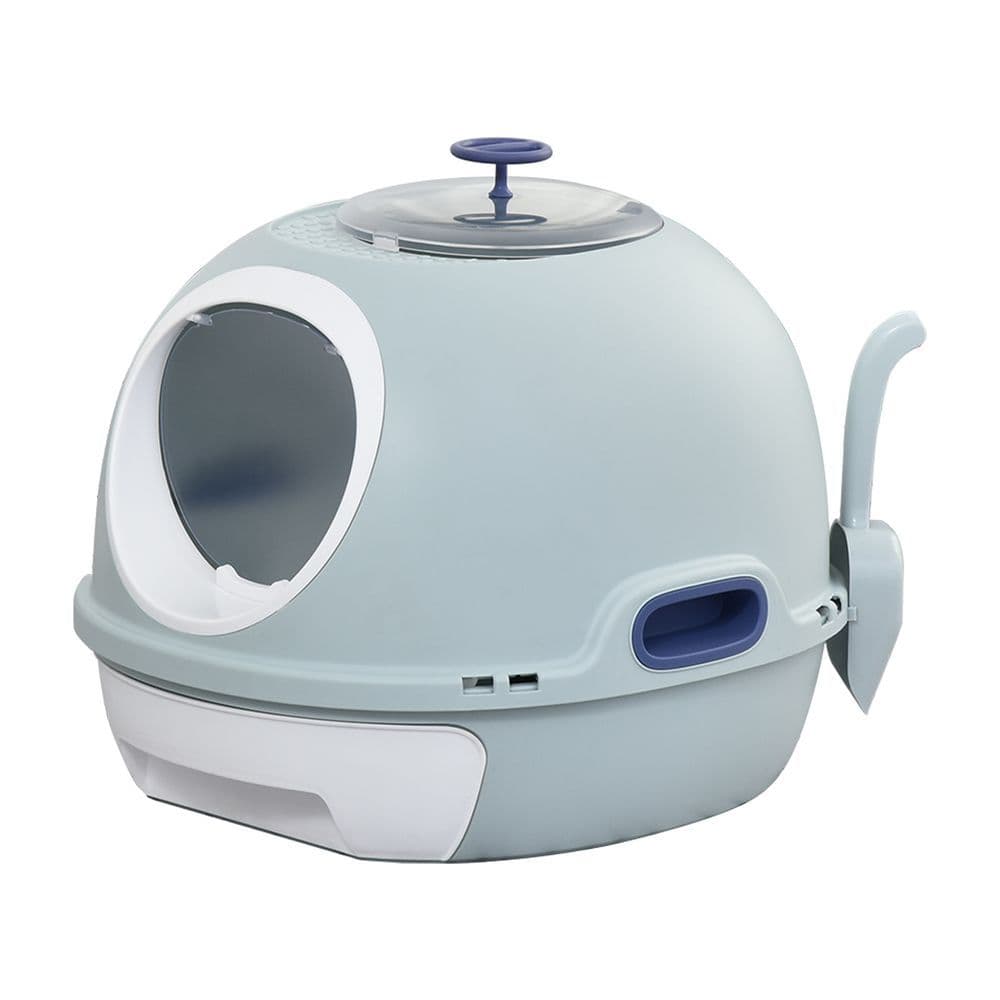 image-Cat Litter Box Pet Toilet With Scoop Enclosed Drawer Skylight Easy To Clean