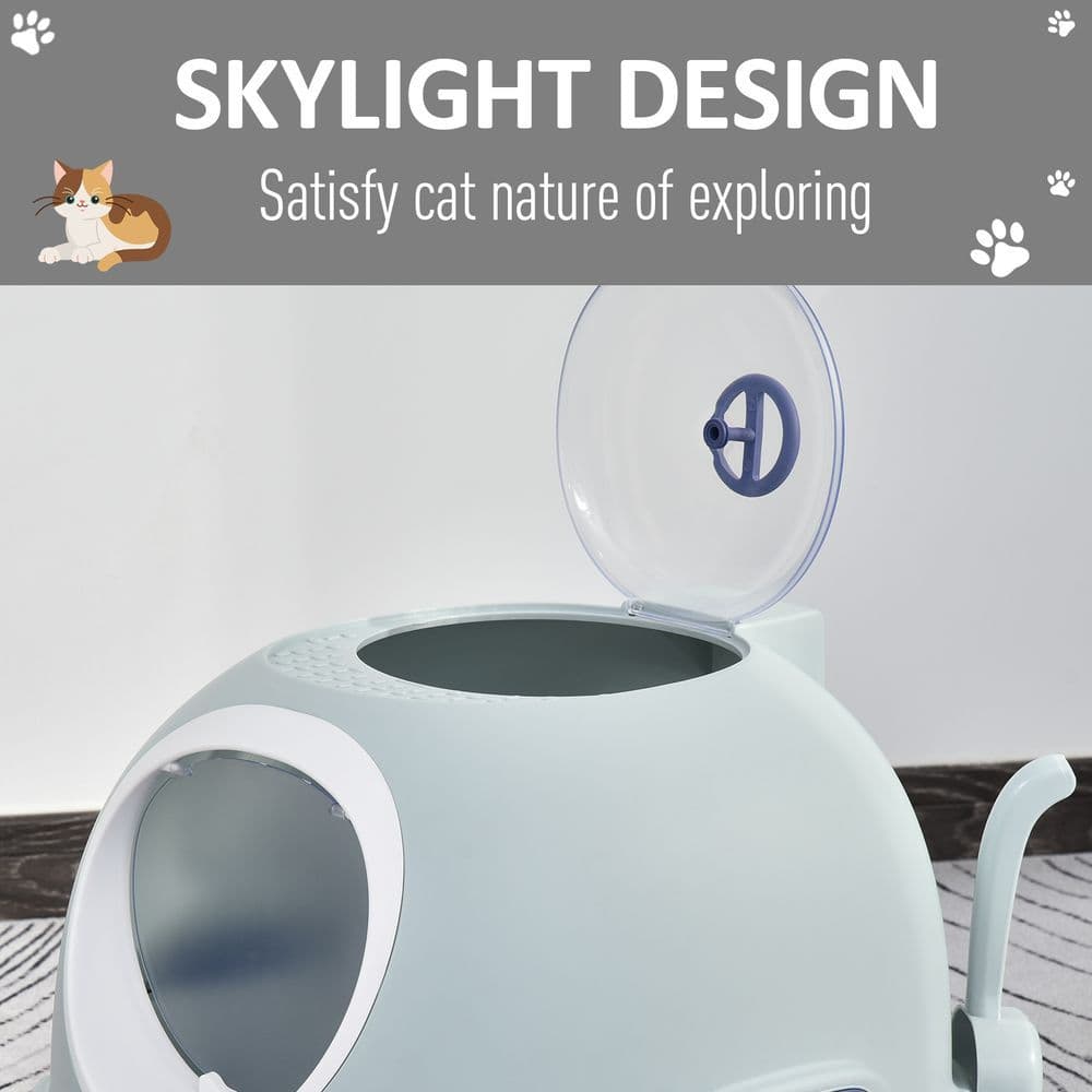 image-Cat Litter Box Pet Toilet With Scoop Enclosed Drawer Skylight Easy To Clean