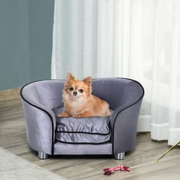 image-Modern Dog Sofa Couch Puppy Bed Kitten Lounge w/Storage Pocket Removable Cushion