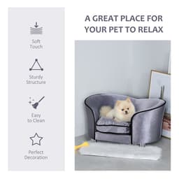 image-Modern Dog Sofa Couch Puppy Bed Kitten Lounge w/Storage Pocket Removable Cushion