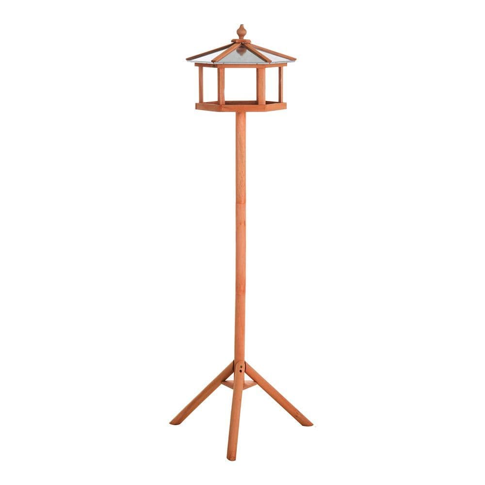 image-Wooden Bird Table Free Standing Bird Feeder Parrot Stand for Garden, Patio