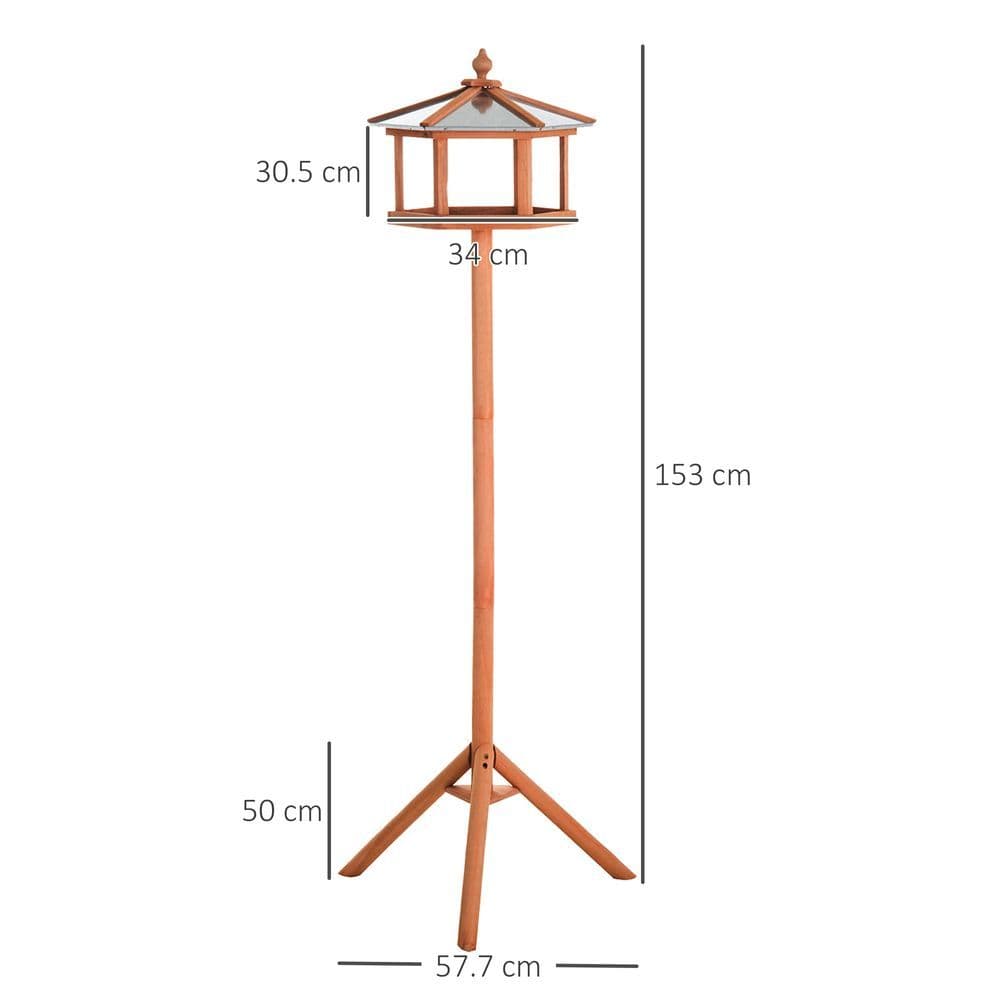 image-Wooden Bird Table Free Standing Bird Feeder Parrot Stand for Garden, Patio