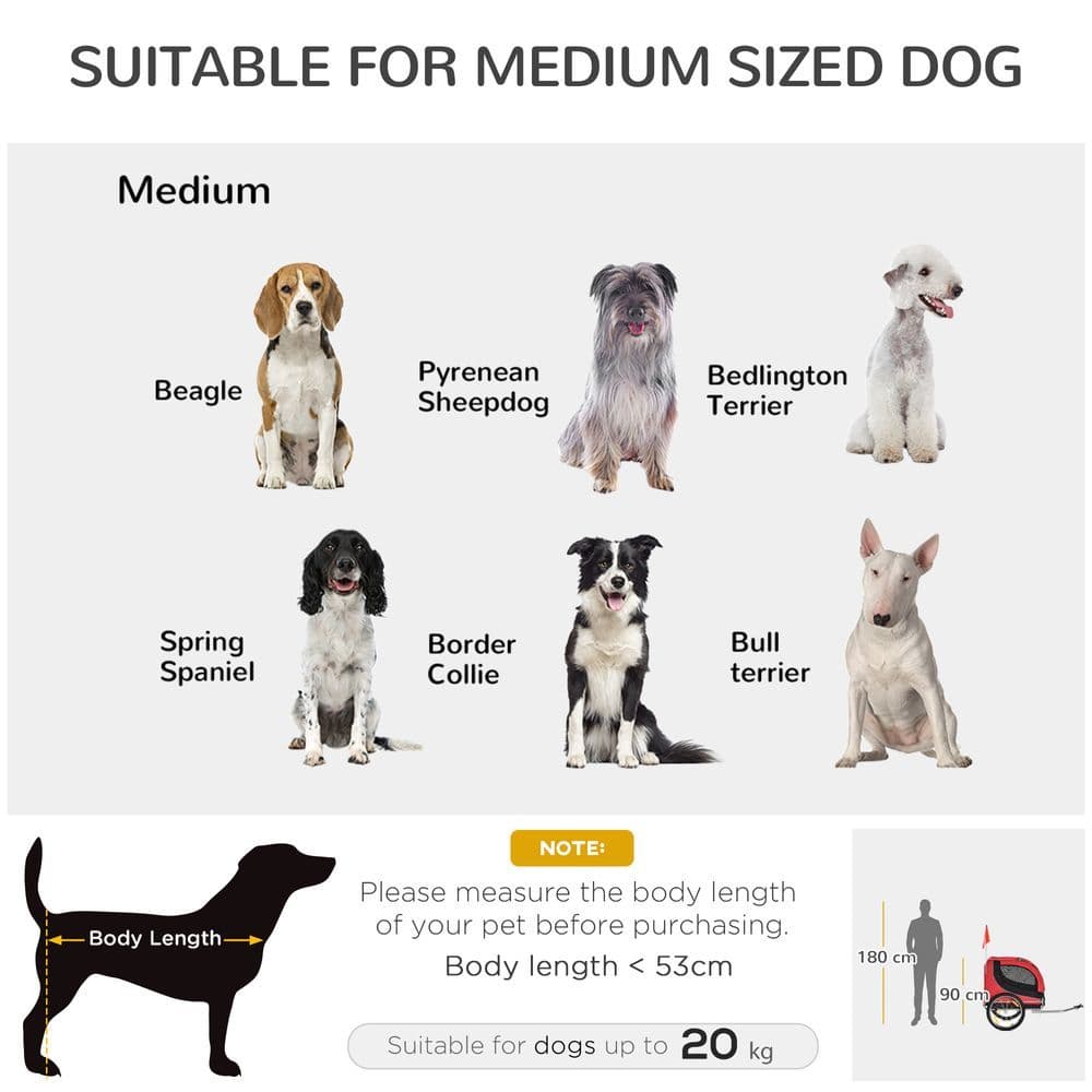 image-Dog Bike Trailer Pet Cat Carrier for Small Medium Puppy Travel Black and Red