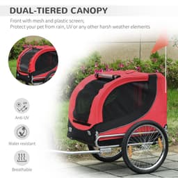 image-Dog Bike Trailer Pet Cat Carrier for Small Medium Puppy Travel Black and Red