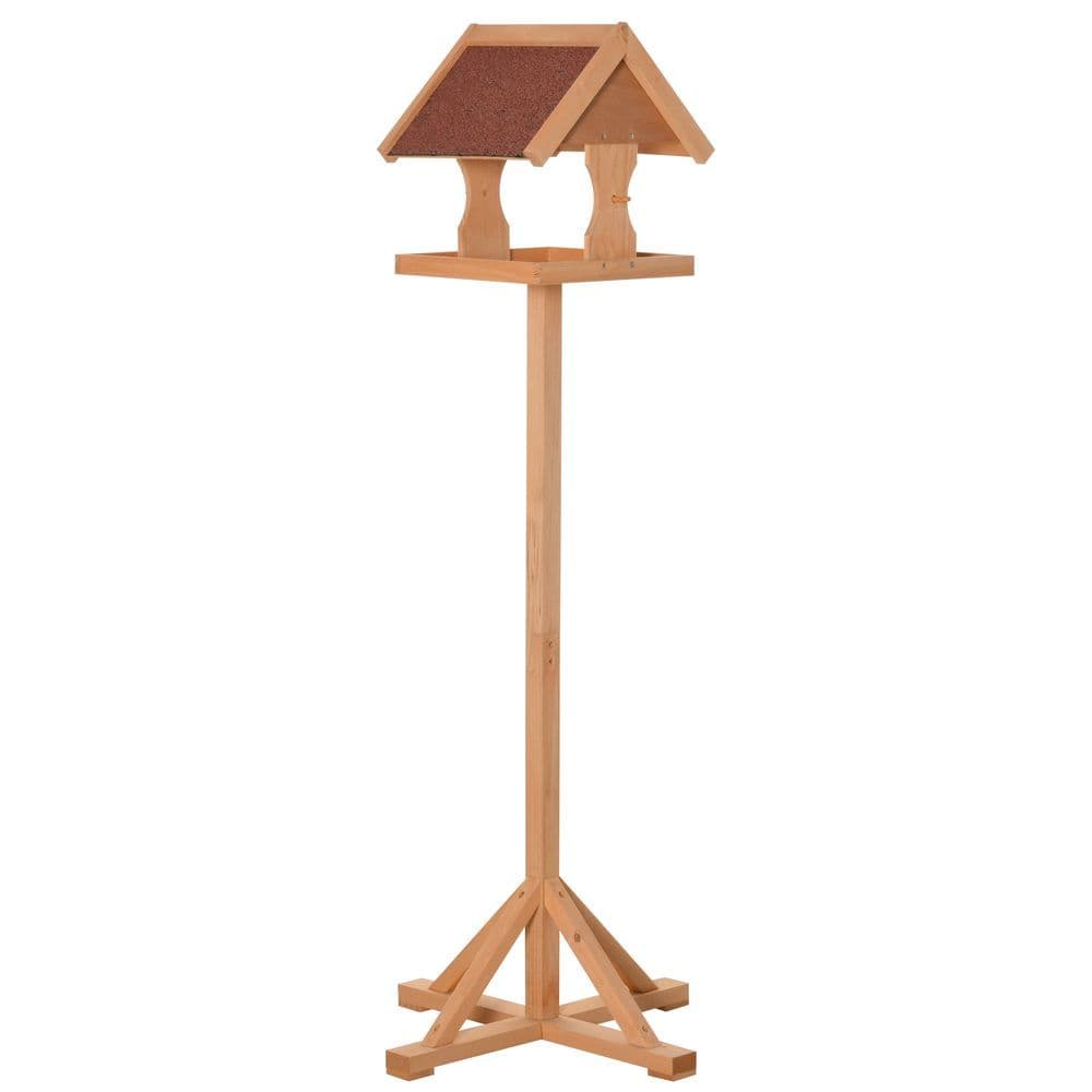 image-Wooden Bird Feeder Freestanding Cross-shaped Support Feet Weather Resistant