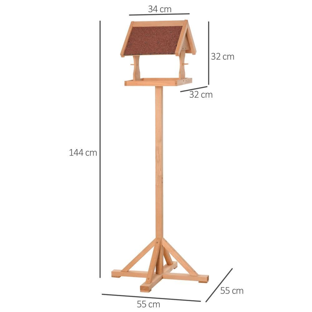 image-Wooden Bird Feeder Freestanding Cross-shaped Support Feet Weather Resistant