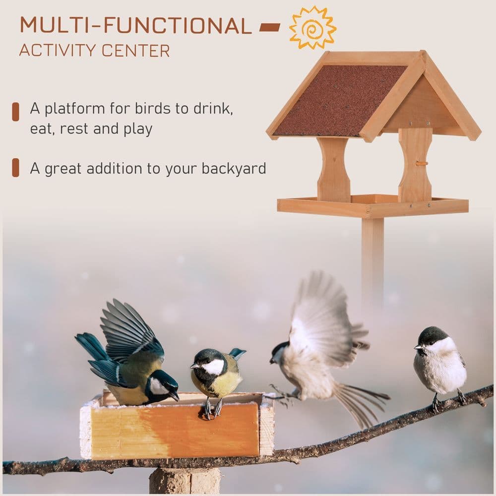 image-Wooden Bird Feeder Freestanding Cross-shaped Support Feet Weather Resistant