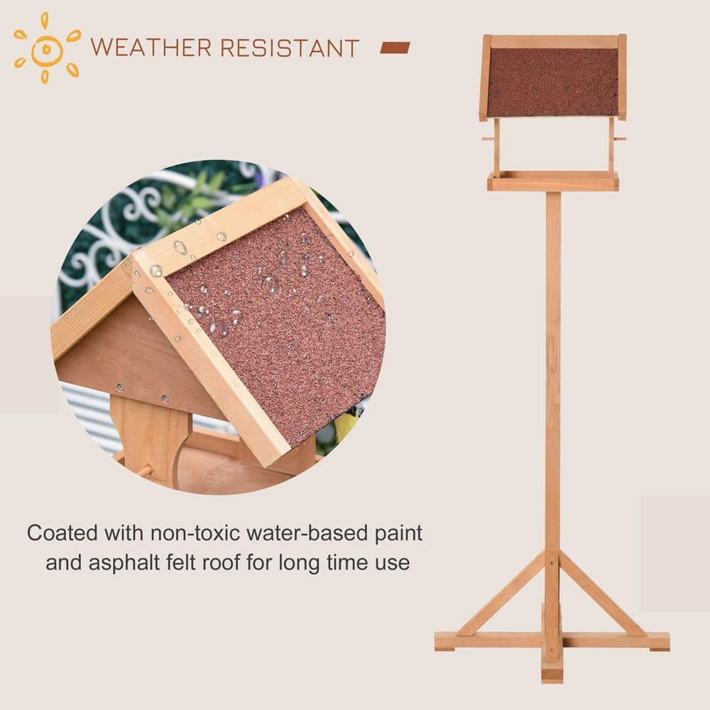 image-Wooden Bird Feeder Freestanding Cross-shaped Support Feet Weather Resistant