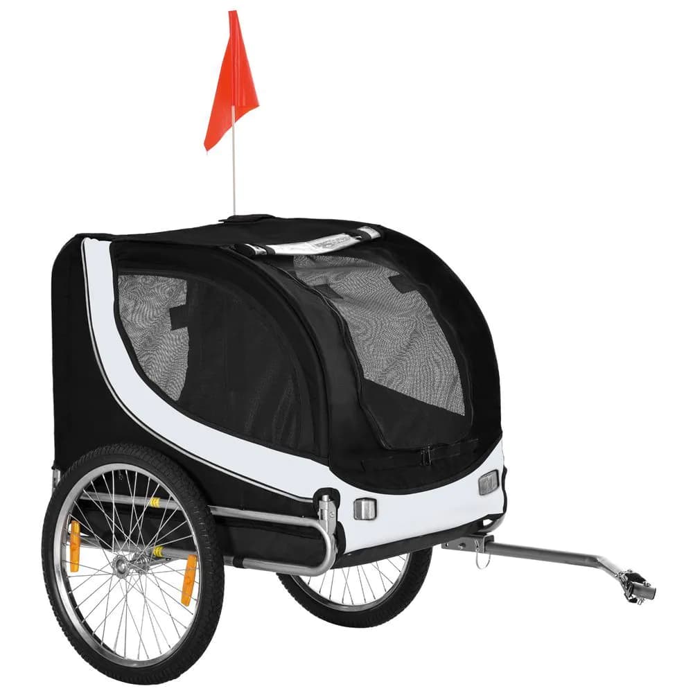image-Pet Bicycle Trailer Dog Cat Bike Carrier Water Resistant Travel Steel Black