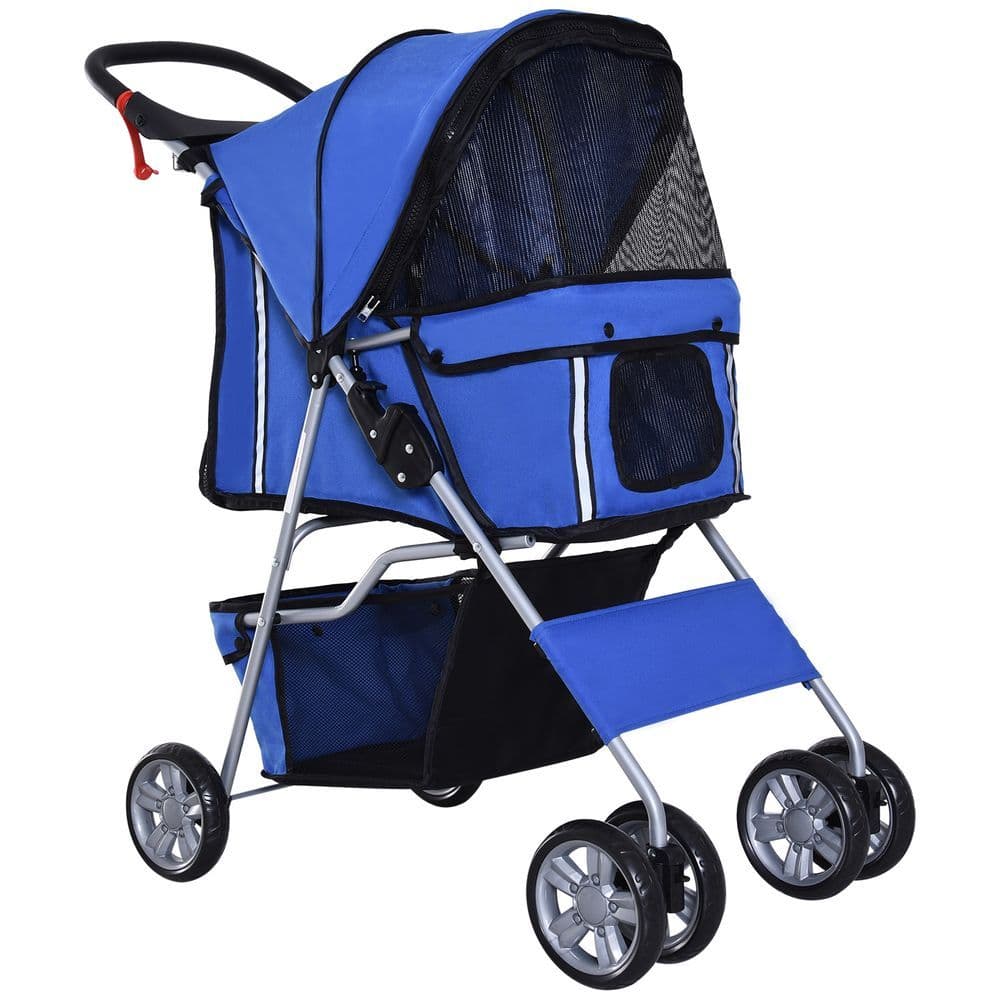 image-Pet Stroller Cat Dog Jogger Puppy Pushchair Travel Cart Carrier Walk 4 Wheels