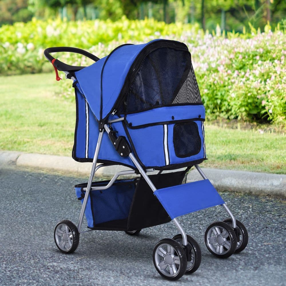 image-Pet Stroller Cat Dog Jogger Puppy Pushchair Travel Cart Carrier Walk 4 Wheels