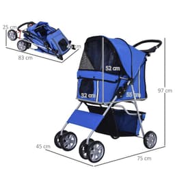 image-Pet Stroller Cat Dog Jogger Puppy Pushchair Travel Cart Carrier Walk 4 Wheels