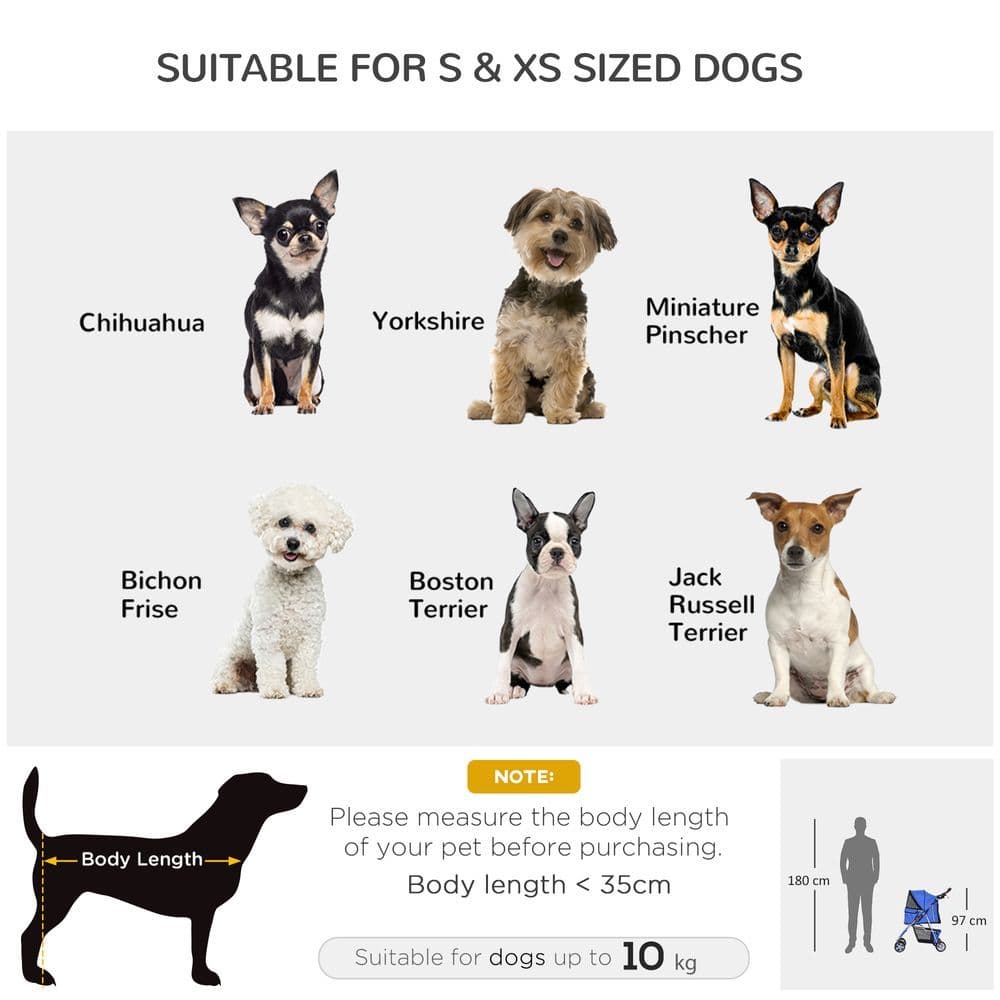 image-Pet Stroller Cat Dog Jogger Puppy Pushchair Travel Cart Carrier Walk 4 Wheels