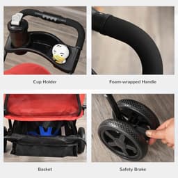 image-Pet Stroller No-Zip Foldable Travel Carriage with Brake Basket Adjustable Canopy