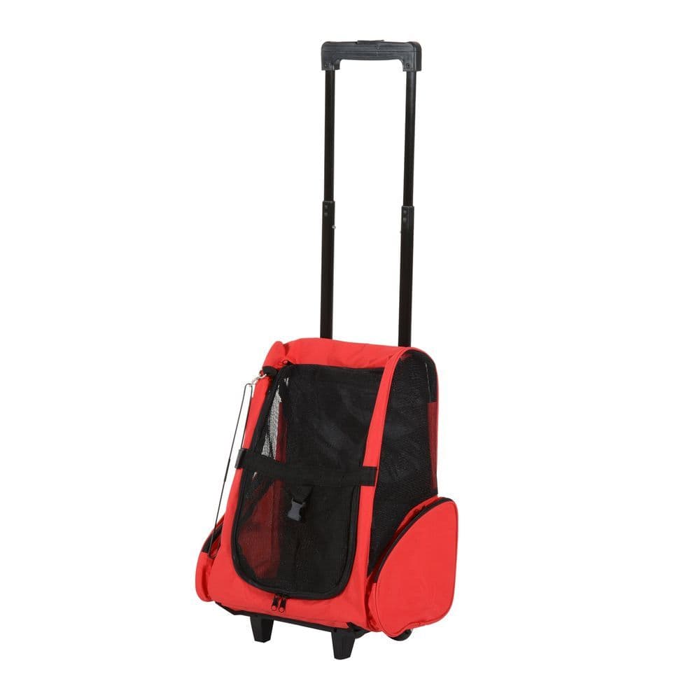 image-Pet Travel Backpack Bag Cat Puppy Dog Carrier w/ Trolley and Telescopic Handle