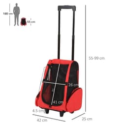 image-Pet Travel Backpack Bag Cat Puppy Dog Carrier w/ Trolley and Telescopic Handle