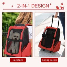 image-Pet Travel Backpack Bag Cat Puppy Dog Carrier w/ Trolley and Telescopic Handle