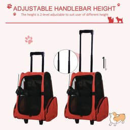image-Pet Travel Backpack Bag Cat Puppy Dog Carrier w/ Trolley and Telescopic Handle