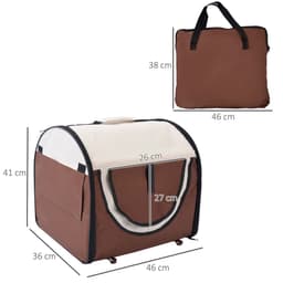 image-Folding Fabric Soft Pet Crate Dog Cat Travel Carrier Cage Kennel House Brown