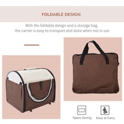 image-Folding Fabric Soft Pet Crate Dog Cat Travel Carrier Cage Kennel House Brown