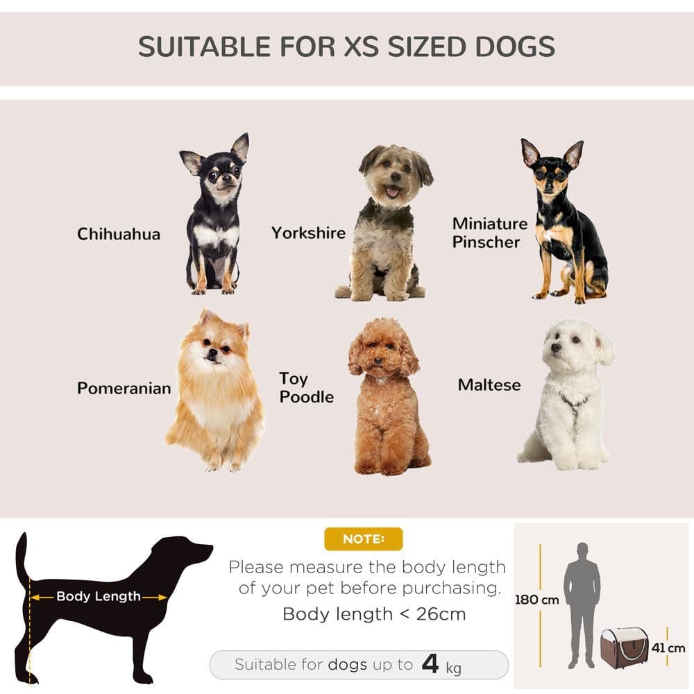 image-Folding Fabric Soft Pet Crate Dog Cat Travel Carrier Cage Kennel House Brown