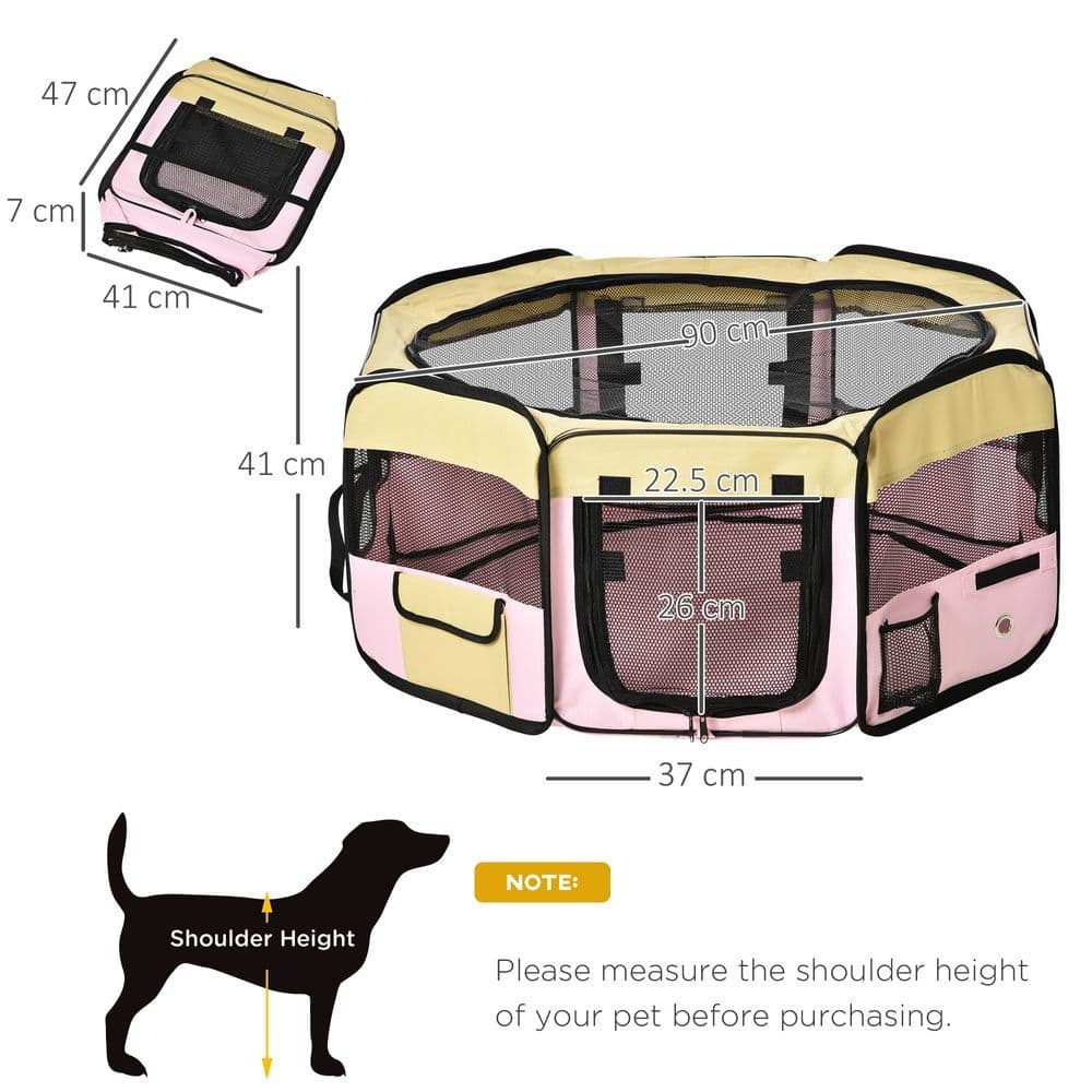 image-Fabric Pet Dog Cat Puppy Playpen Rabbit Guinea Pig Play Pen in Pink Small