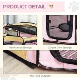 image-Fabric Pet Dog Cat Puppy Playpen Rabbit Guinea Pig Play Pen in Pink Small