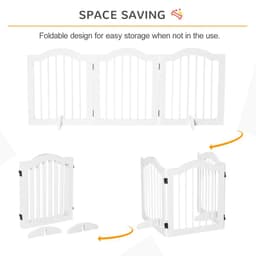 image-3 Panels Dog Gate w/ Support Feet Fence Safety Barrier Freestanding Wood White