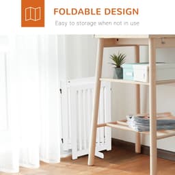image-MDF Dog Gate Step over Panel Fence Expandable Folding w/Latch Support Feet White