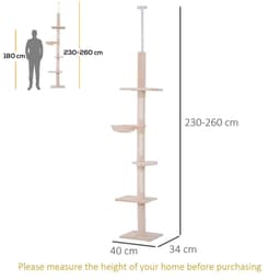 image-Cat Tree Scratching Post Kitty Tower Activity Center 5-Tier Floor to Ceiling