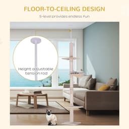 image-Cat Tree Scratching Post Kitty Tower Activity Center 5-Tier Floor to Ceiling